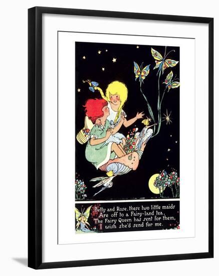 Butterflies Pulling Girls Through Space-null-Framed Art Print