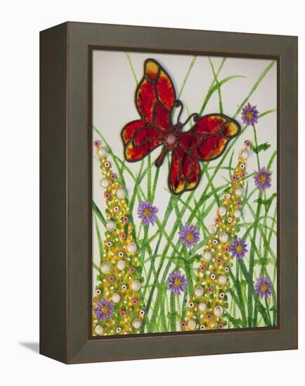 Butterflies, Red and Yellow, 2016-Pat Scott-Framed Premier Image Canvas