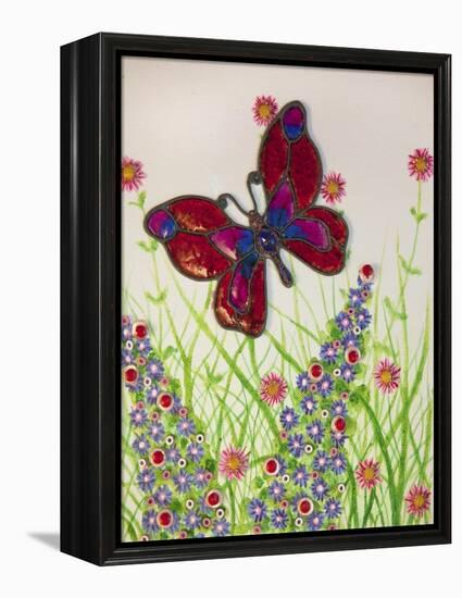 Butterflies, Red, Purple and Blue, 2016-Pat Scott-Framed Premier Image Canvas