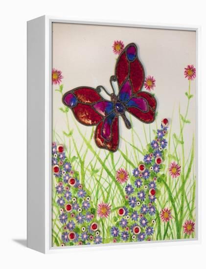 Butterflies, Red, Purple and Blue, 2016-Pat Scott-Framed Premier Image Canvas