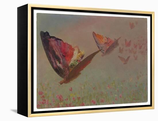 Butterflies with Riders (Oil on Paper Laid down on Board)-Albert Bierstadt-Framed Premier Image Canvas