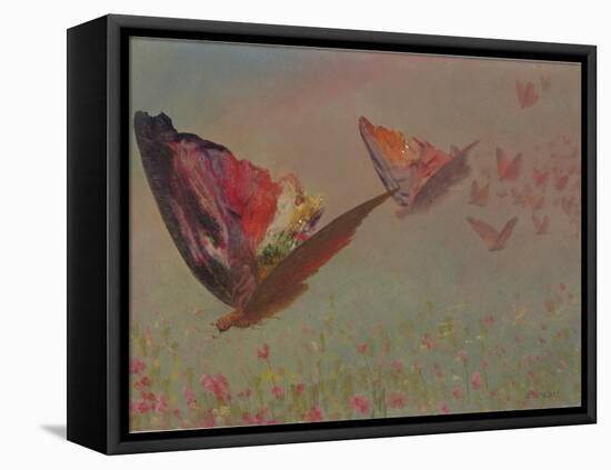 Butterflies with Riders-Albert Bierstadt-Framed Premier Image Canvas