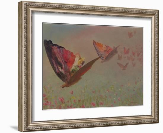 Butterflies with Riders-Albert Bierstadt-Framed Giclee Print