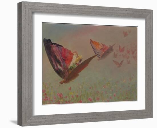 Butterflies with Riders-Albert Bierstadt-Framed Giclee Print