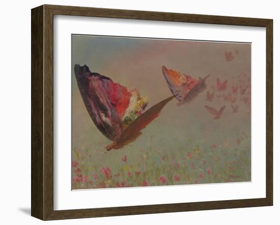 Butterflies with Riders-Albert Bierstadt-Framed Giclee Print