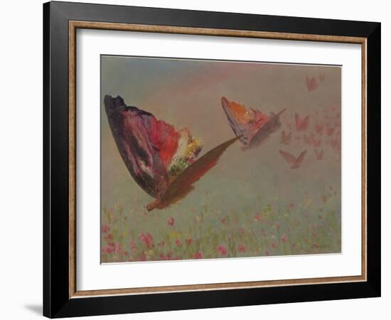 Butterflies with Riders-Albert Bierstadt-Framed Giclee Print