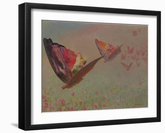 Butterflies with Riders-Albert Bierstadt-Framed Giclee Print