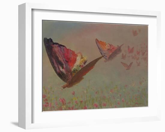 Butterflies with Riders-Albert Bierstadt-Framed Giclee Print