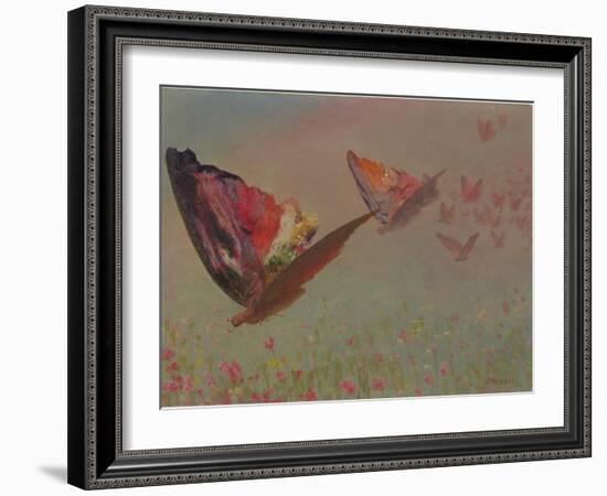 Butterflies with Riders-Albert Bierstadt-Framed Giclee Print