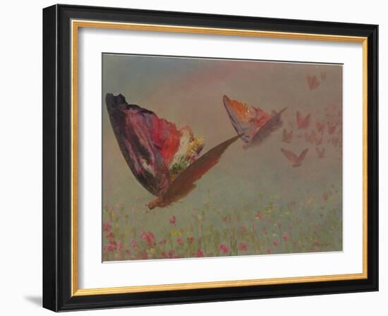 Butterflies with Riders-Albert Bierstadt-Framed Giclee Print