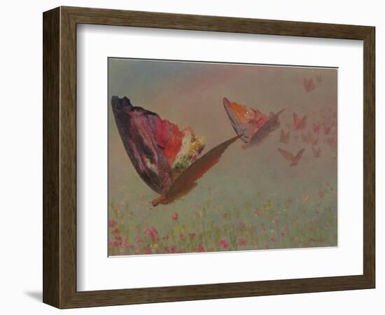 Butterflies with Riders-Albert Bierstadt-Framed Giclee Print