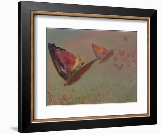 Butterflies with Riders-Albert Bierstadt-Framed Giclee Print