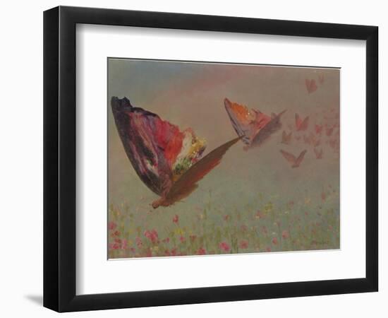 Butterflies with Riders-Albert Bierstadt-Framed Giclee Print