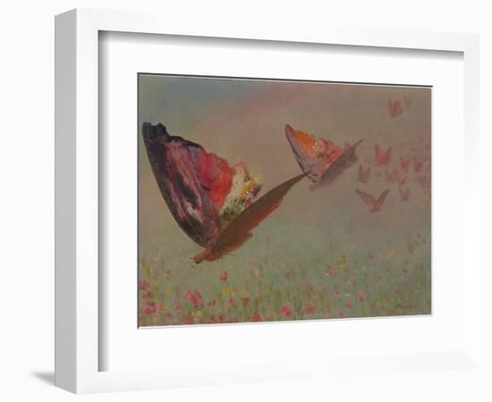 Butterflies with Riders-Albert Bierstadt-Framed Giclee Print