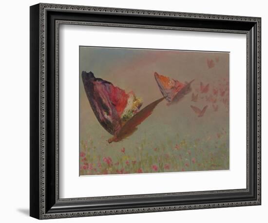 Butterflies with Riders-Albert Bierstadt-Framed Giclee Print