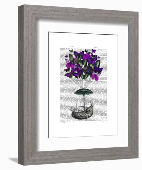 Butterfly Airship 2 Purple and Green-Fab Funky-Framed Art Print