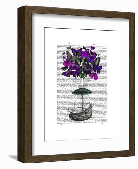 Butterfly Airship 2 Purple and Green-Fab Funky-Framed Art Print