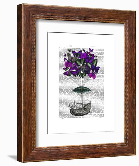 Butterfly Airship 2 Purple and Green-Fab Funky-Framed Art Print