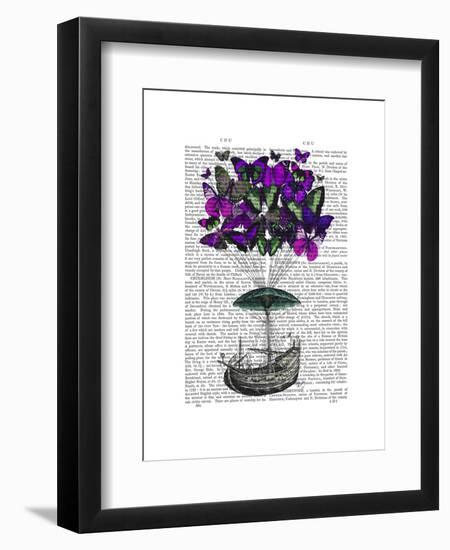 Butterfly Airship 2 Purple and Green-Fab Funky-Framed Art Print