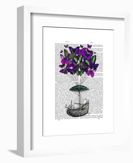 Butterfly Airship 2 Purple and Green-Fab Funky-Framed Art Print