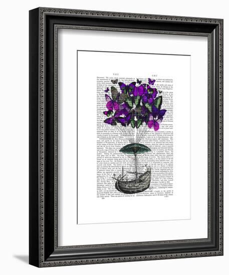 Butterfly Airship 2 Purple and Green-Fab Funky-Framed Art Print