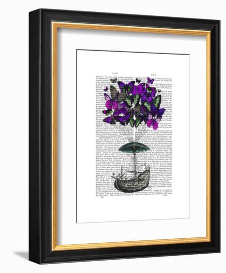 Butterfly Airship 2 Purple and Green-Fab Funky-Framed Art Print