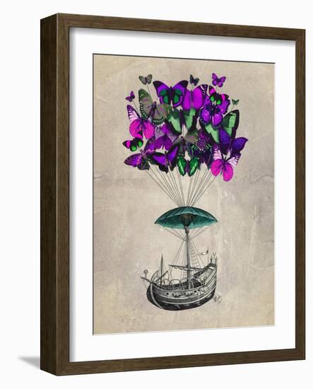 Butterfly Airship 2 Purple and Green-Fab Funky-Framed Art Print