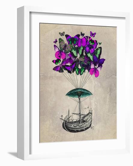 Butterfly Airship 2 Purple and Green-Fab Funky-Framed Art Print