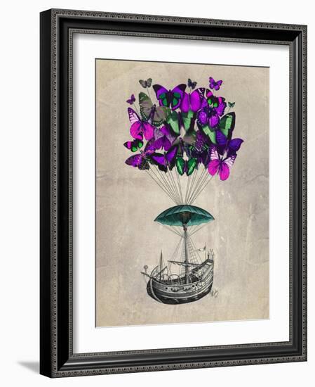 Butterfly Airship 2 Purple and Green-Fab Funky-Framed Art Print