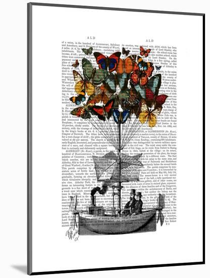 Butterfly Airship-Fab Funky-Mounted Art Print