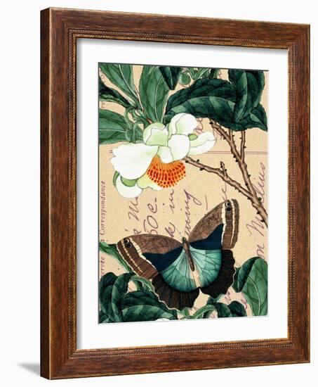 Butterfly Botanical Japanese Flower Collage-Piddix-Framed Art Print