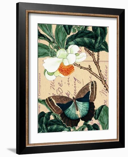 Butterfly Botanical Japanese Flower Collage-Piddix-Framed Art Print