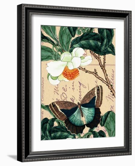 Butterfly Botanical Japanese Flower Collage-Piddix-Framed Art Print