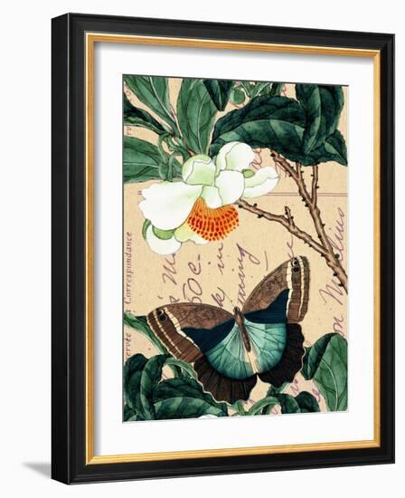 Butterfly Botanical Japanese Flower Collage-Piddix-Framed Art Print