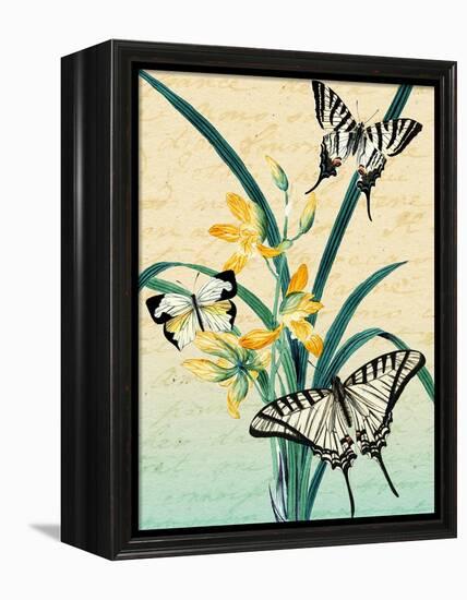 Butterfly Botanical Yellow Flowers Collage-Piddix-Framed Stretched Canvas