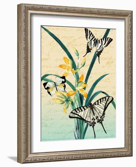 Butterfly Botanical Yellow Flowers Collage-Piddix-Framed Art Print