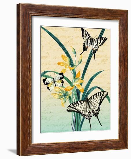 Butterfly Botanical Yellow Flowers Collage-Piddix-Framed Art Print