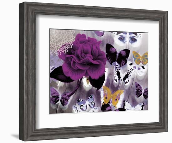 Butterfly Collage Magenta-Evangeline Taylor-Framed Art Print