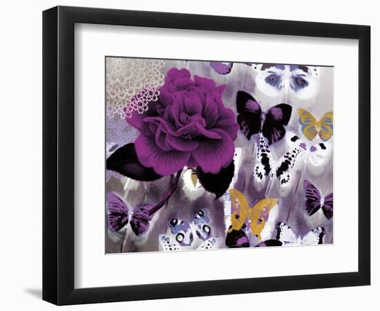 Butterfly Collage Magenta-Evangeline Taylor-Framed Art Print