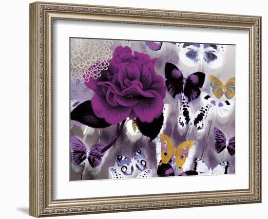 Butterfly Collage Magenta-Evangeline Taylor-Framed Art Print