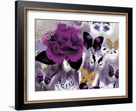 Butterfly Collage Magenta-Evangeline Taylor-Framed Art Print