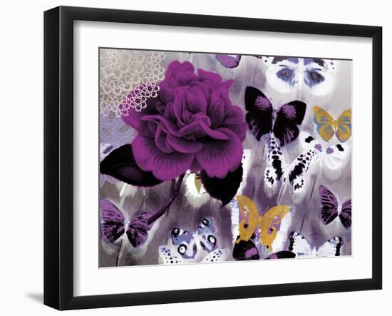 Butterfly Collage Magenta-Evangeline Taylor-Framed Art Print