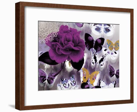 Butterfly Collage Magenta-Evangeline Taylor-Framed Art Print