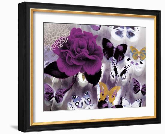Butterfly Collage Magenta-Evangeline Taylor-Framed Art Print