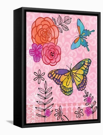 Butterfly Garden III-Teresa Woo-Framed Stretched Canvas
