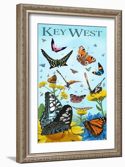 Butterfly Garden - Key West, Florida-Lantern Press-Framed Art Print