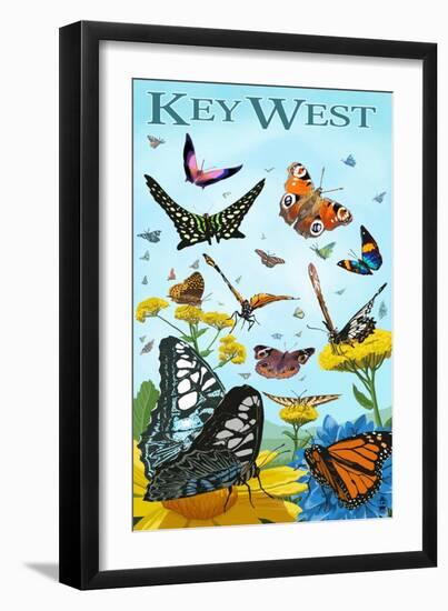 Butterfly Garden - Key West, Florida-Lantern Press-Framed Art Print