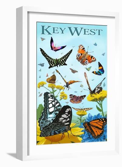 Butterfly Garden - Key West, Florida-Lantern Press-Framed Art Print