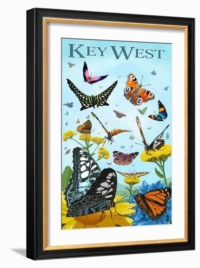 Butterfly Garden - Key West, Florida-Lantern Press-Framed Art Print