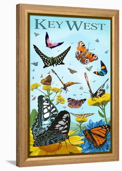 Butterfly Garden - Key West, Florida-Lantern Press-Framed Stretched Canvas